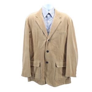 St Johns Bay Mens Sz XL Tan Brown Corduroy Ribbed Blazer Jacket Cotton 3 Button